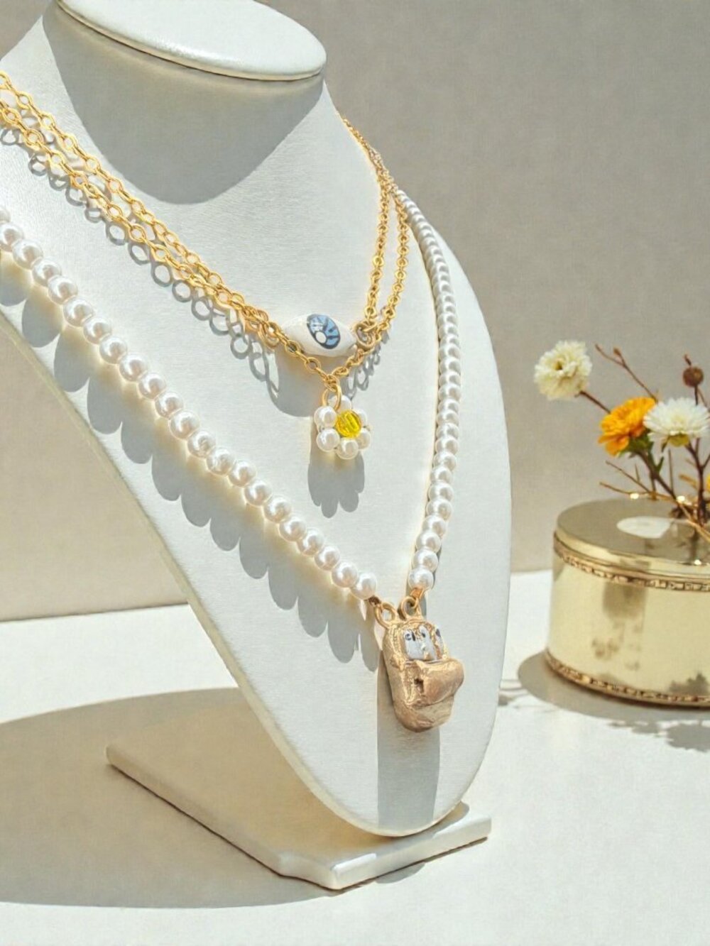 Susan Alexandra 3-Strand Necklace Set w/ Pouch